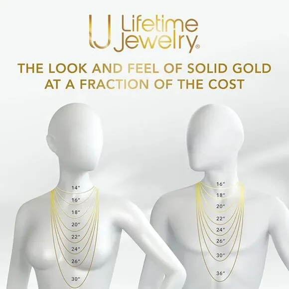 LIFETIME JEWELRY Beveled Cuban Link Curb Chain Necklace 24k Gold Plate 20" x 3mm